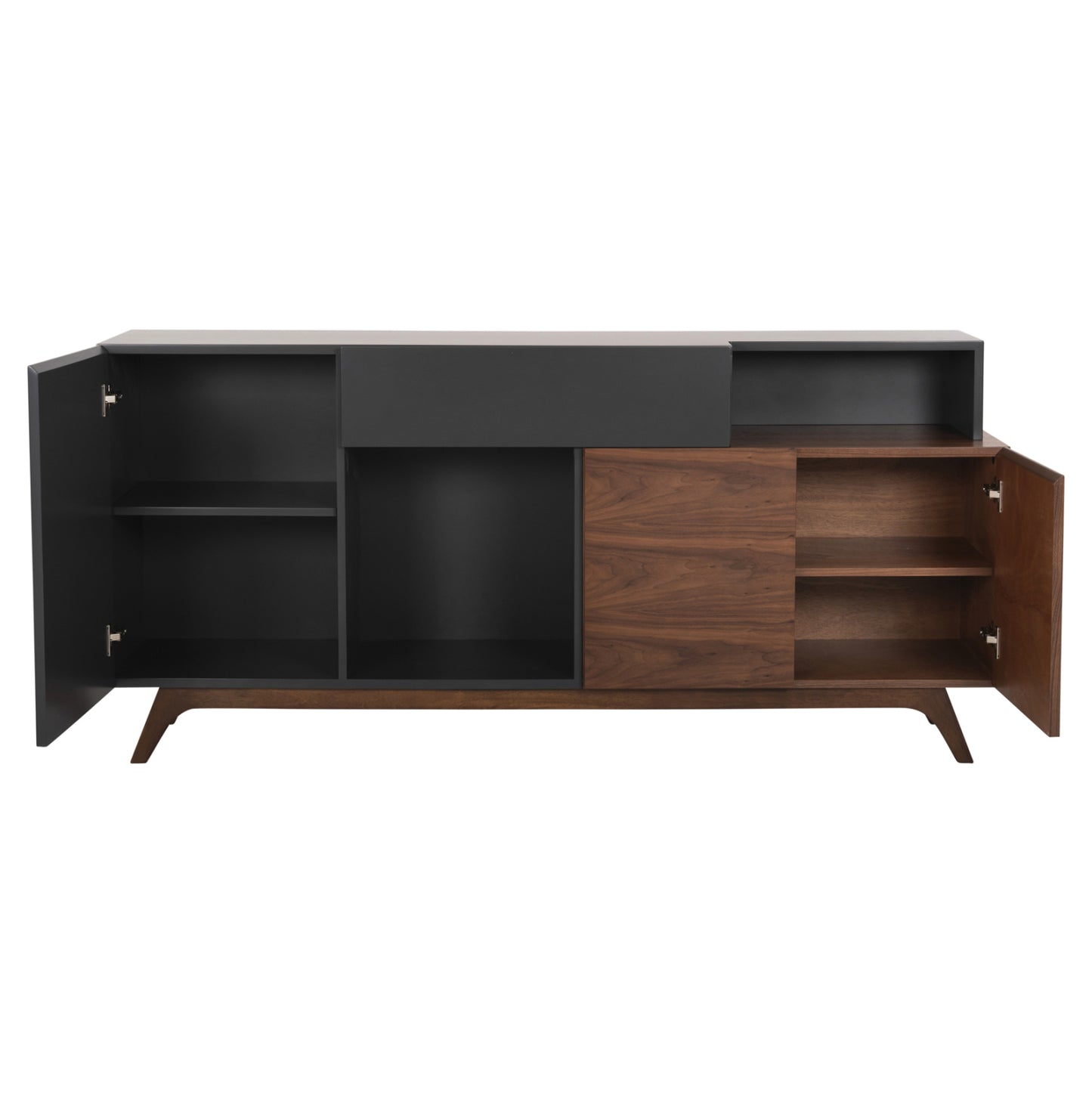 Buffet Preda Hm9747 Mdf With Walnut & Dark Grey Veneer Color 167x28-40x80hcm.
