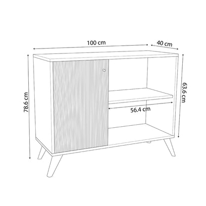 Buffet Kruden Hm9442.11 Melamine In Black-natural 100x40x78.5hcm.
