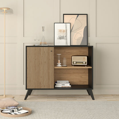 Buffet Kruden Hm9442.11 Melamine In Black-natural 100x40x78.5hcm.