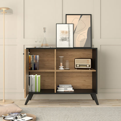 Buffet Kruden Hm9442.11 Melamine In Black-natural 100x40x78.5hcm.