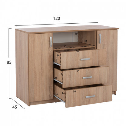 Buffet With 2 Cabinets And 3 Drawers Sonama Oak Hm2430 120x45x85cm.