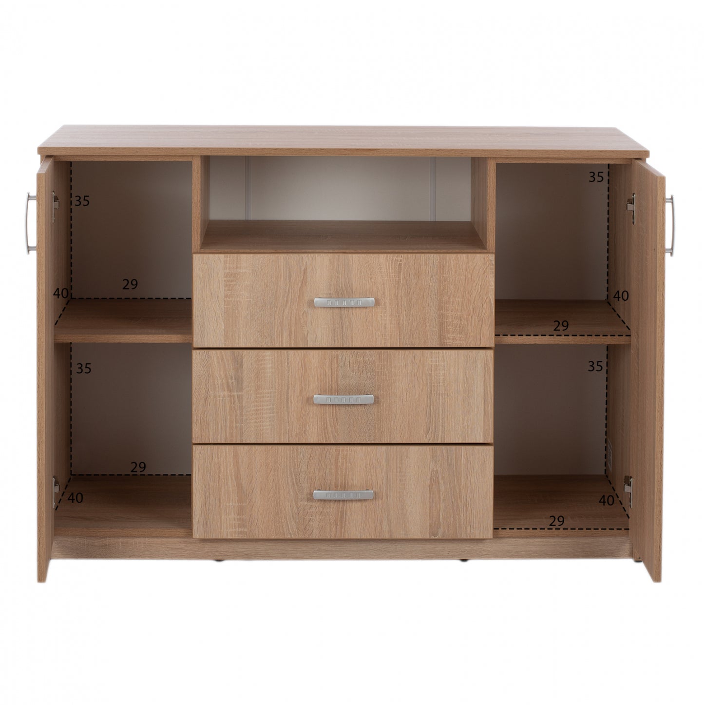Buffet With 2 Cabinets And 3 Drawers Sonama Oak Hm2430 120x45x85cm.
