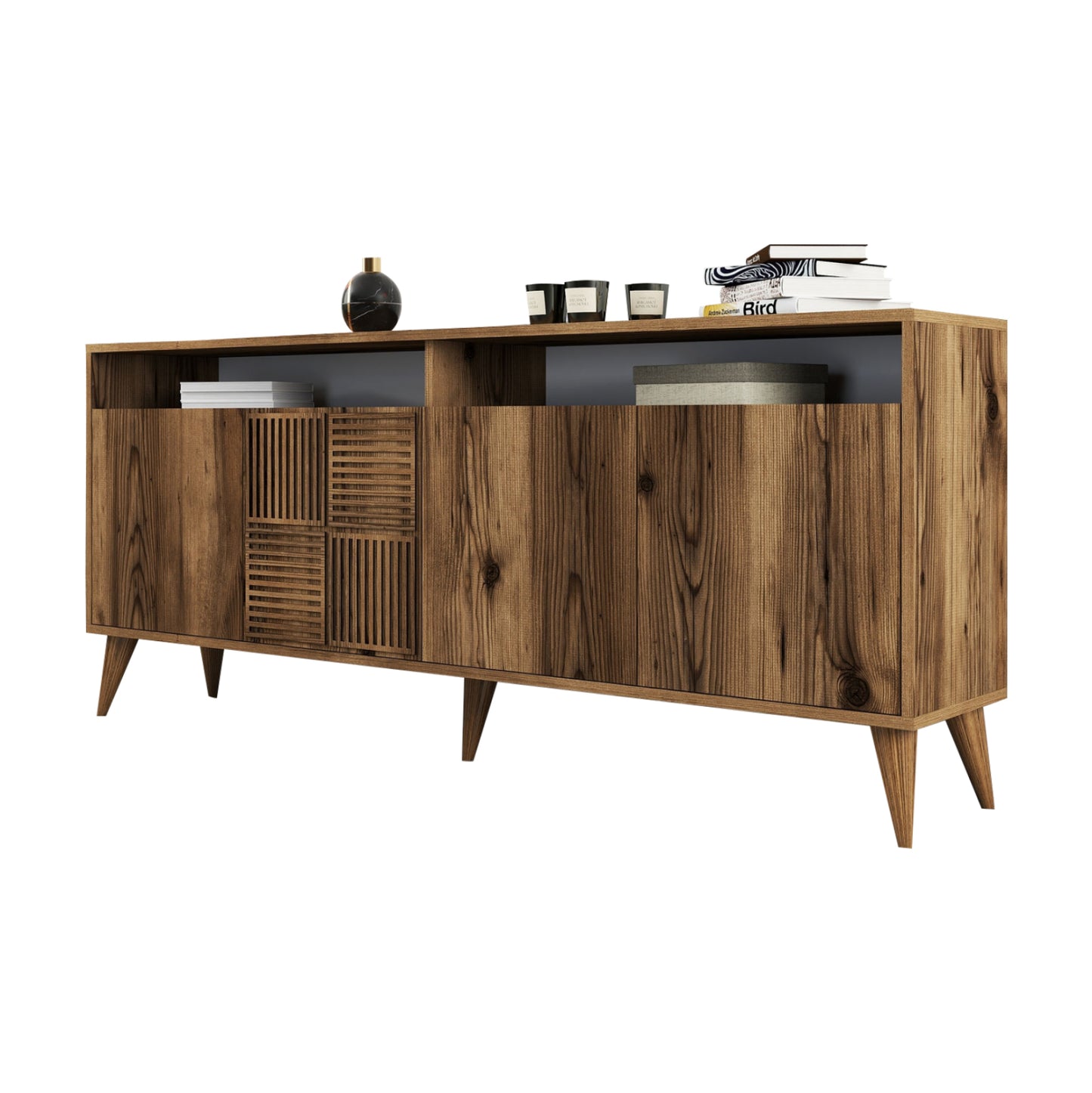 Buffet Melamine Hm9431.04 In Walnut Color 180x35x78.6hcm.