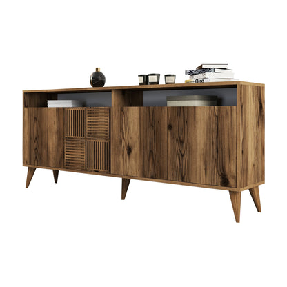 Buffet Melamine Hm9431.04 In Walnut Color 180x35x78.6hcm.