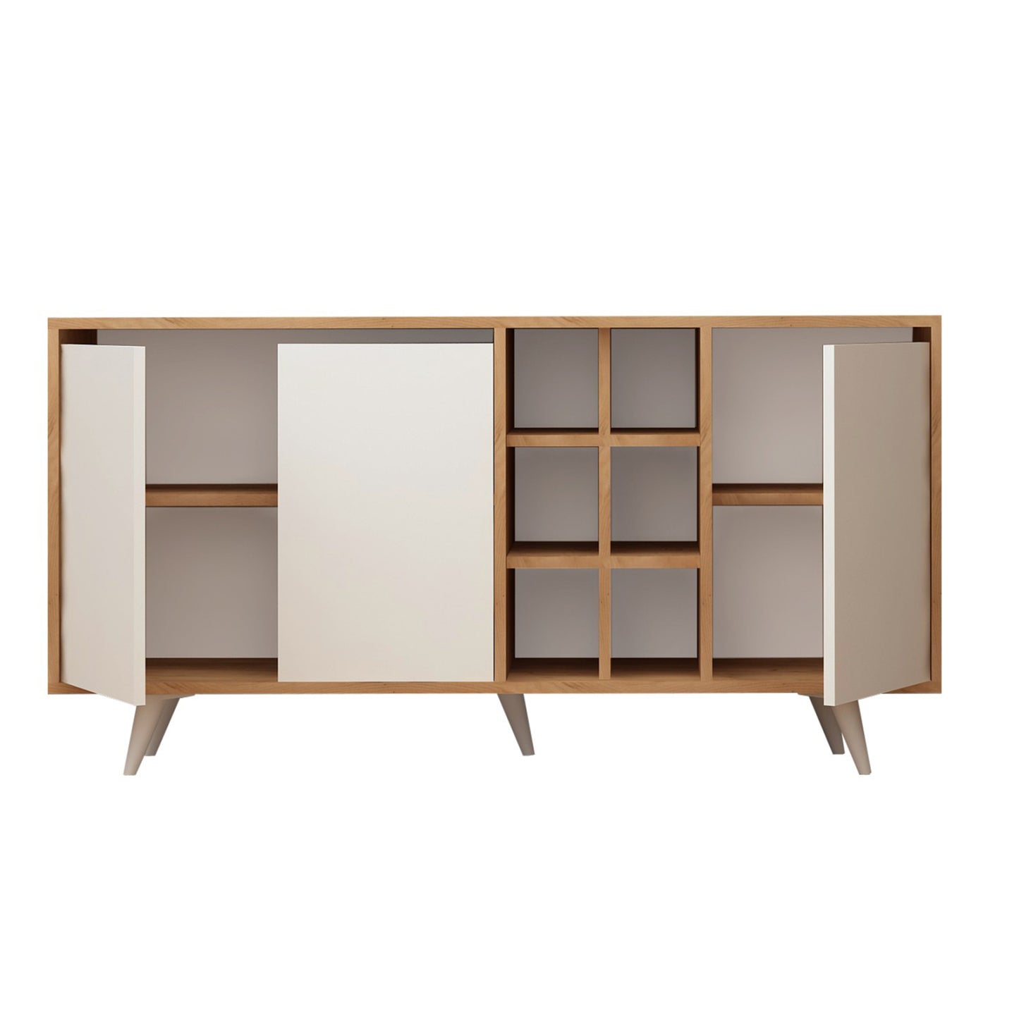 Buffet Briar Melamine Walnut And White Color 140x40x86hcm.hm9432.02
