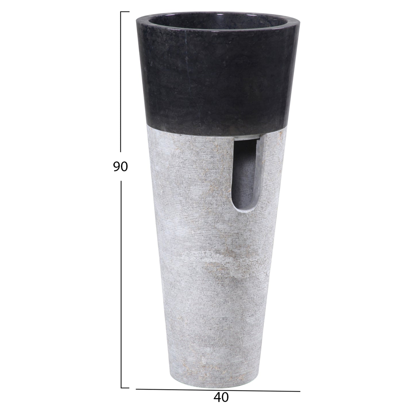 Cone Sink Made Of Marble In Black & Grey Φ40x90hcm.hm7808.01