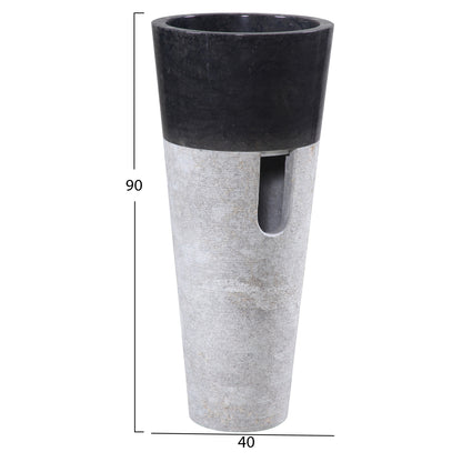 Cone Sink Made Of Marble In Black & Grey Φ40x90hcm.hm7808.01