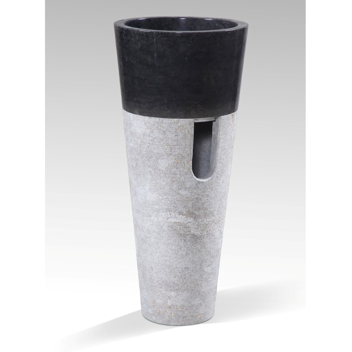 Cone Sink Made Of Marble In Black & Grey Φ40x90hcm.hm7808.01