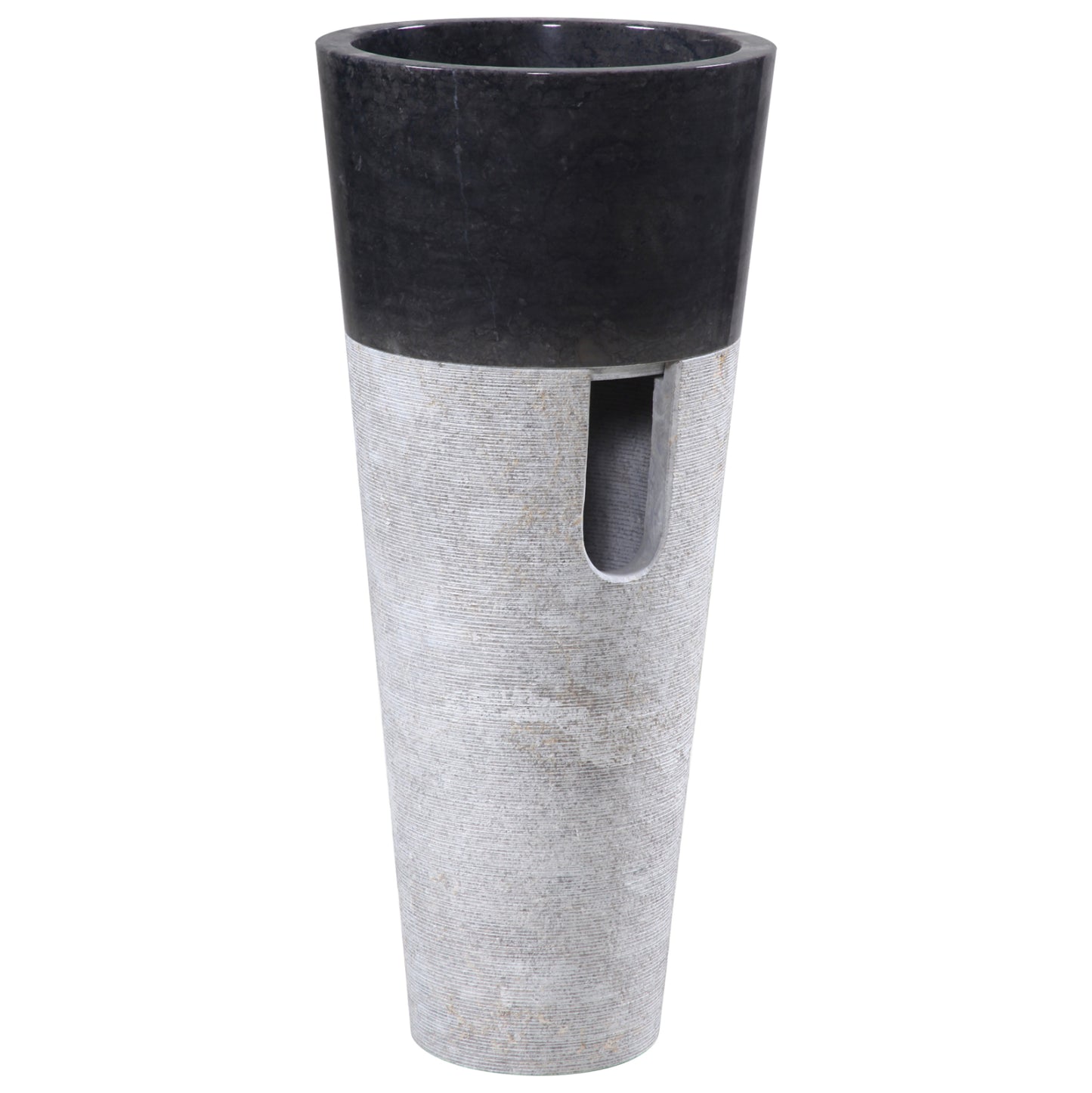Cone Sink Made Of Marble In Black & Grey Φ40x90hcm.hm7808.01