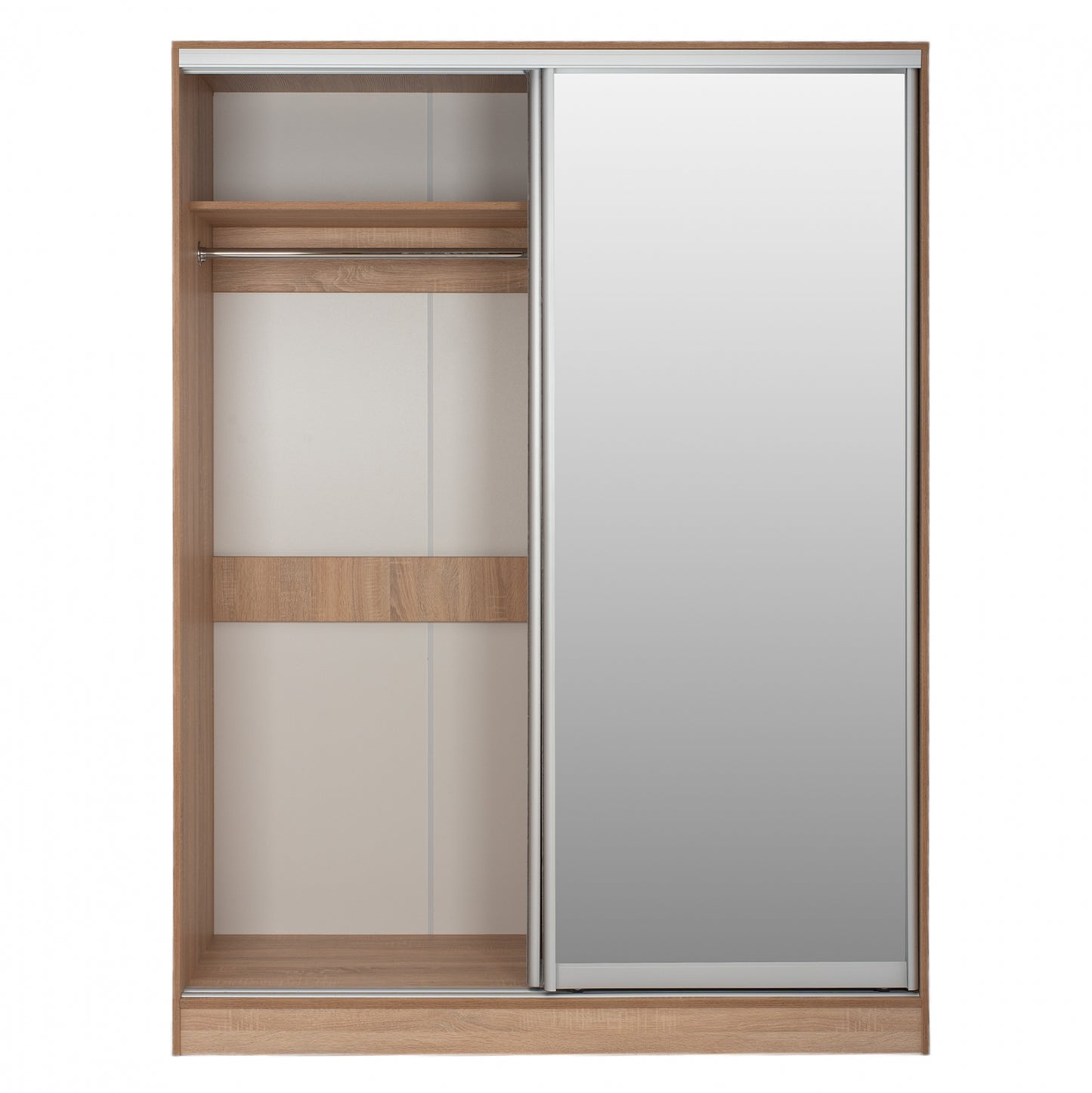Wardrobe 180x60x210 Sliding Doors With Mirror Sonama Oak Hm2437
