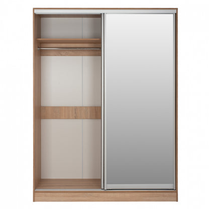 Wardrobe 180x60x210 Sliding Doors With Mirror Sonama Oak Hm2437