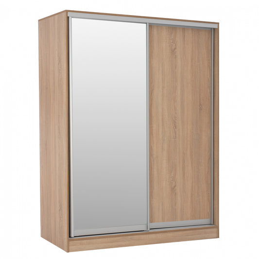 Wardrobe 180x60x210 Sliding Doors With Mirror Sonama Oak Hm2437