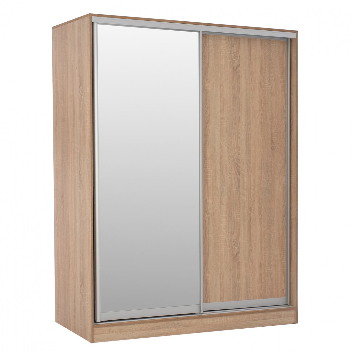 Wardrobe 180x60x210 Sliding Doors With Mirror Sonama Oak Hm2437