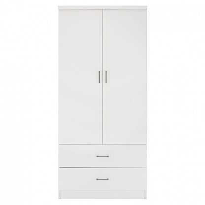 Wardrobe 2 Doors With 2 Drawers Hm338.05 White 80Χ42,5Χ180,5Υ Cm.