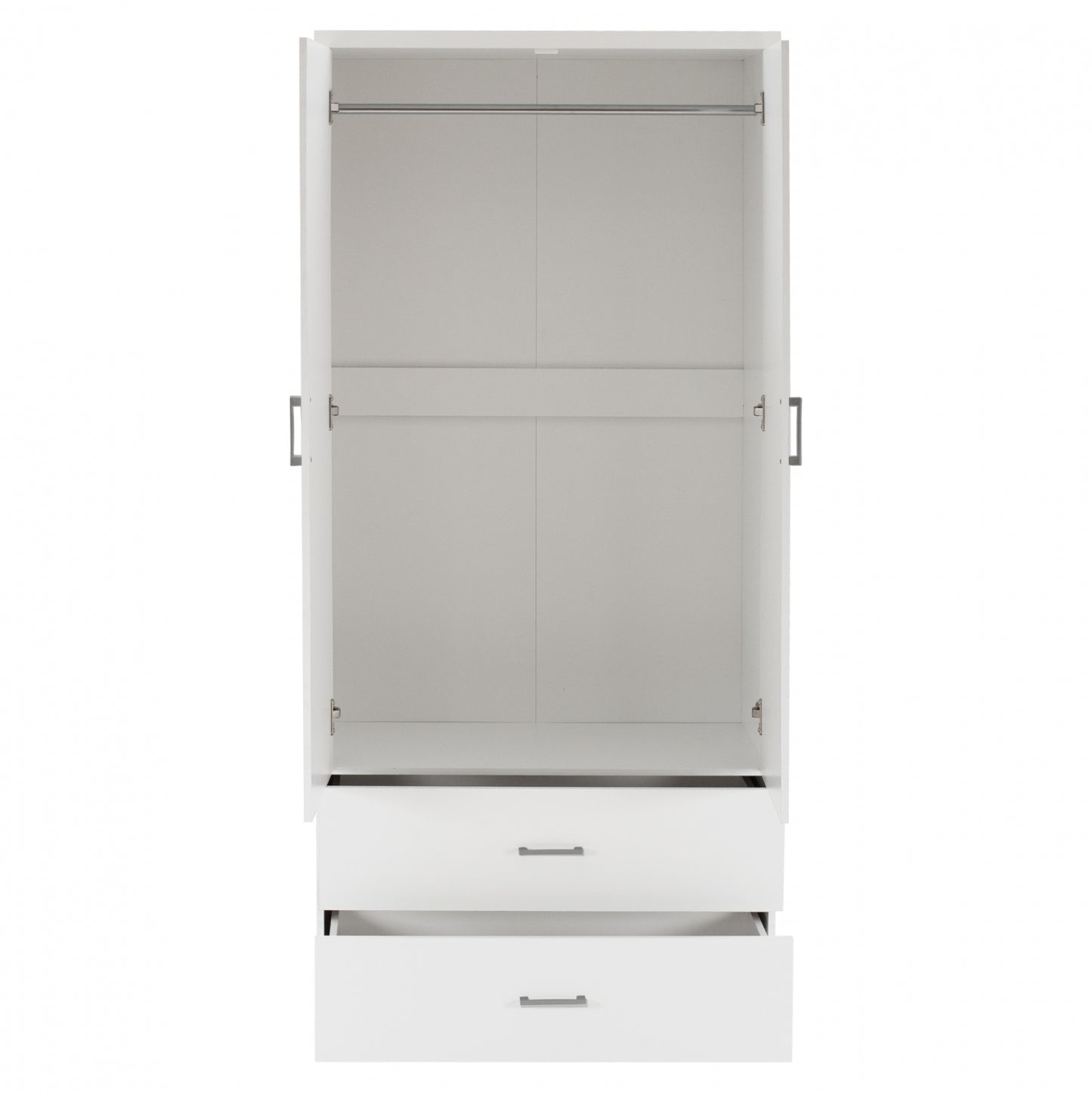 Wardrobe 2 Doors With 2 Drawers Hm338.05 White 80Χ42,5Χ180,5Υ Cm.