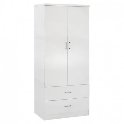 Wardrobe 2 Doors With 2 Drawers Hm338.05 White 80Χ42,5Χ180,5Υ Cm.