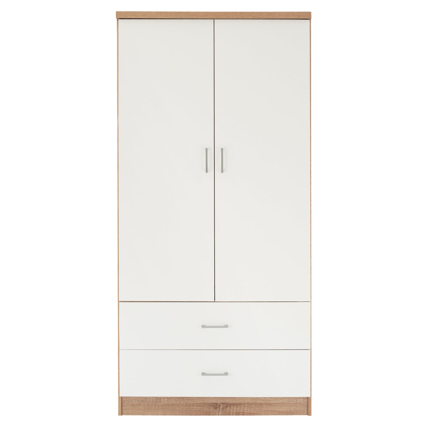 Wardrobe 2 Doors With 2 Drawers Hm338.06 Sonama-white 80Χ42,5Χ180,5Υ Cm.