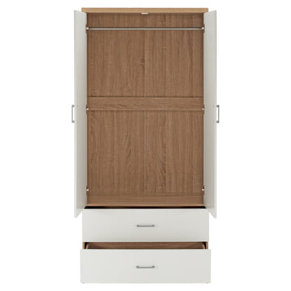 Wardrobe 2 Doors With 2 Drawers Hm338.06 Sonama-white 80Χ42,5Χ180,5Υ Cm.