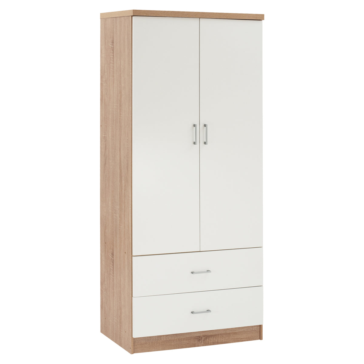 Wardrobe 2 Doors With 2 Drawers Hm338.06 Sonama-white 80Χ42,5Χ180,5Υ Cm.