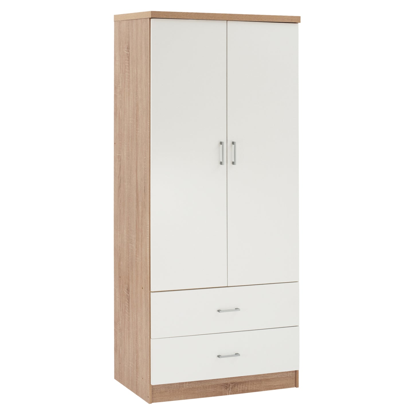 Wardrobe 2 Doors With 2 Drawers Hm338.06 Sonama-white 80Χ42,5Χ180,5Υ Cm.