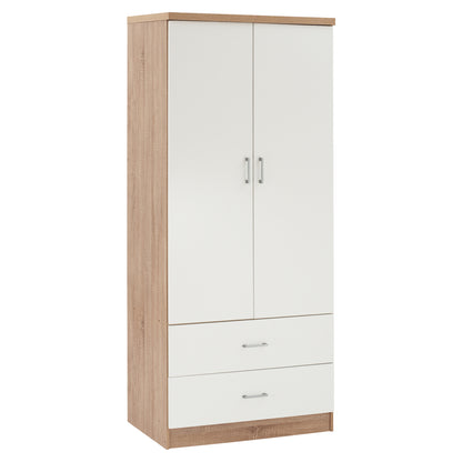Wardrobe 2 Doors With 2 Drawers Hm338.06 Sonama-white 80Χ42,5Χ180,5Υ Cm.
