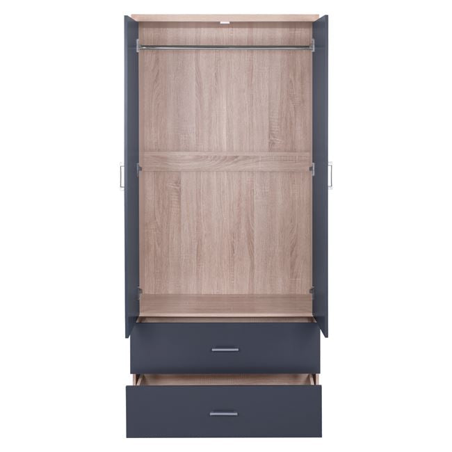 Wardrobe 2 Door With 2 Drawers Sonama-grey 80x42x180cm