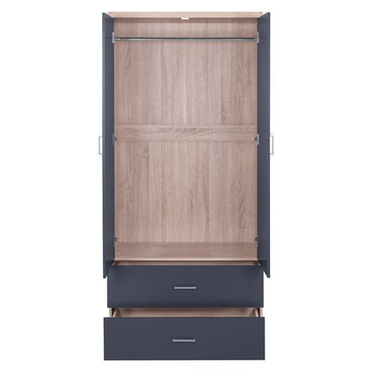 Wardrobe 2 Door With 2 Drawers Sonama-grey 80x42x180cm