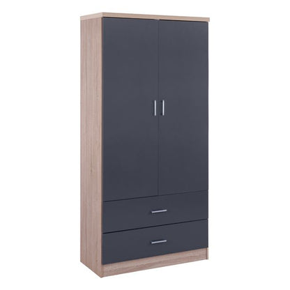 Wardrobe 2 Door With 2 Drawers Sonama-grey 80x42x180cm
