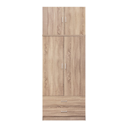 Wardrobe 2 Door With Loft & 2 Drawers Sonama 80x42x241
