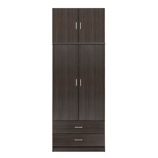 Wardrobe 2 Door With Loft & 2 Drawers Zebrano 80x42x241