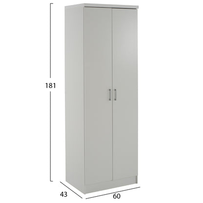 Wardrobe Bailey Hm337.05 2-leaf 3 Shelves Melamine In White 60Χ43Χ181h Cm.