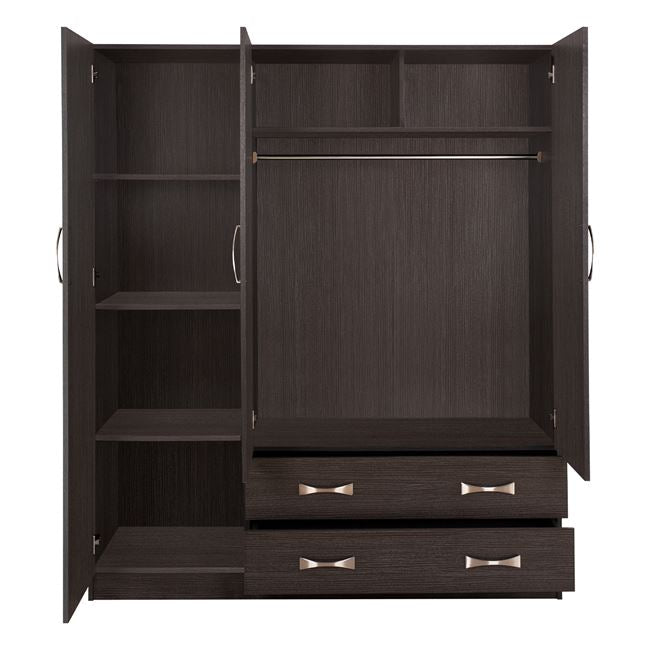 Wardrobe 3door 150x55x180cm With 2 Drawers Hm384.01 Zebrano
