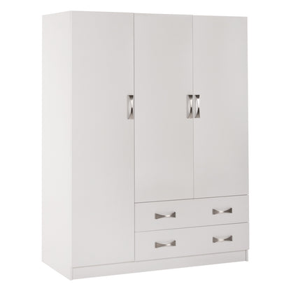 Wardrobe 3-leaf Carly Hm384.05 With 2 Drawers In White Color 150x55Χ180hcm.