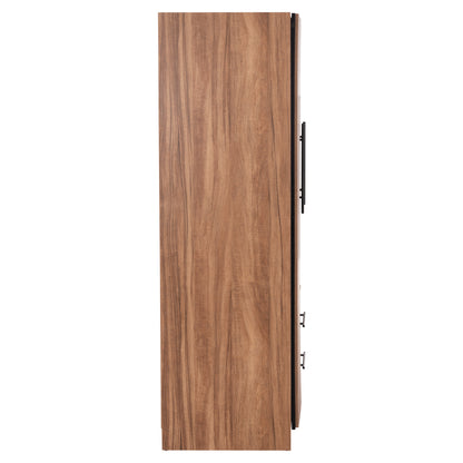 Wardrobe 3-leaf With 2 Drawers Harry Hm18390.01 Melamine In Natural Wood & Black 150x55x180hcm