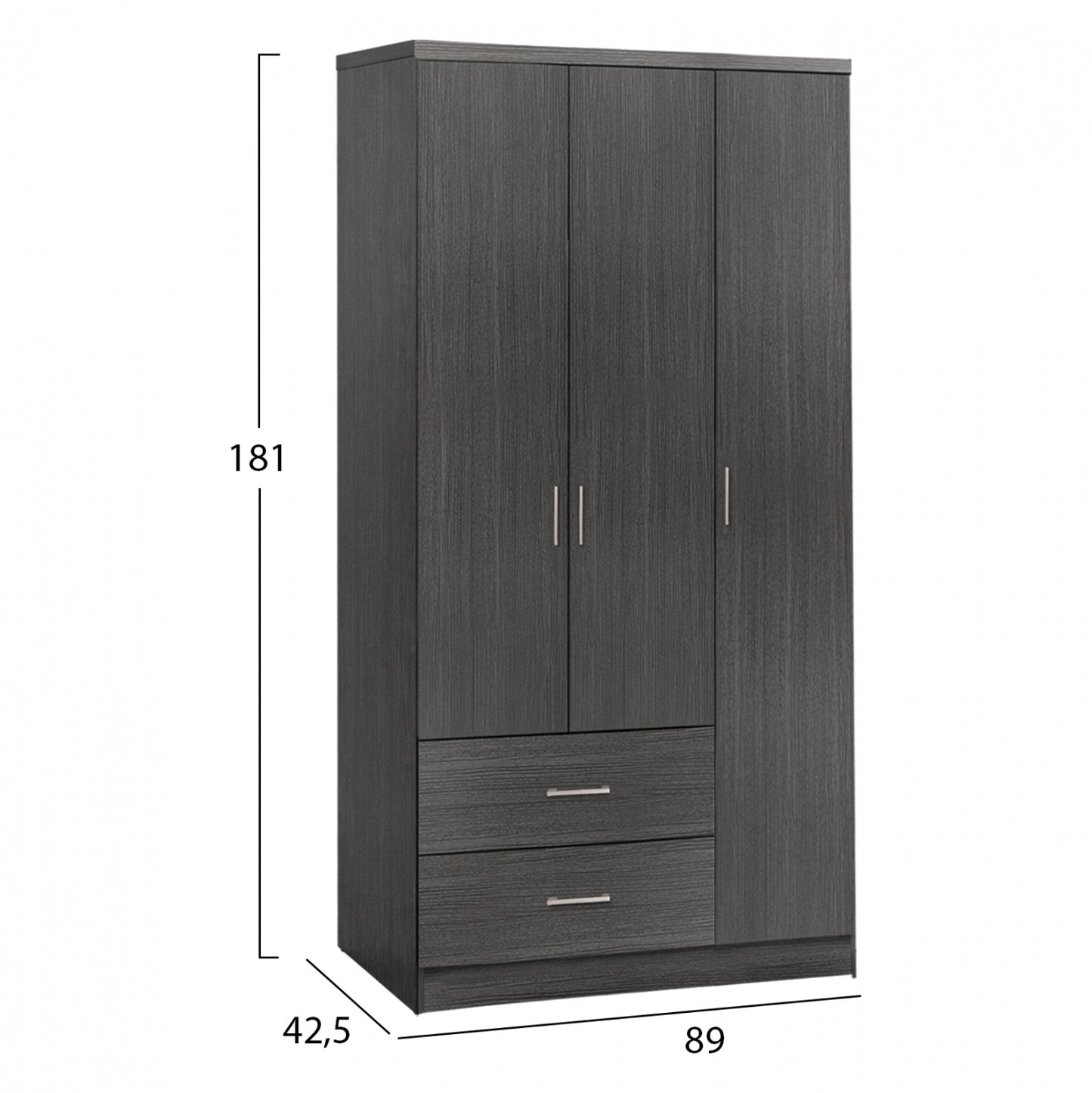Wardorbe 3 Door With 2 Drawers Hm340.01 Zebrano 89x42,5x181