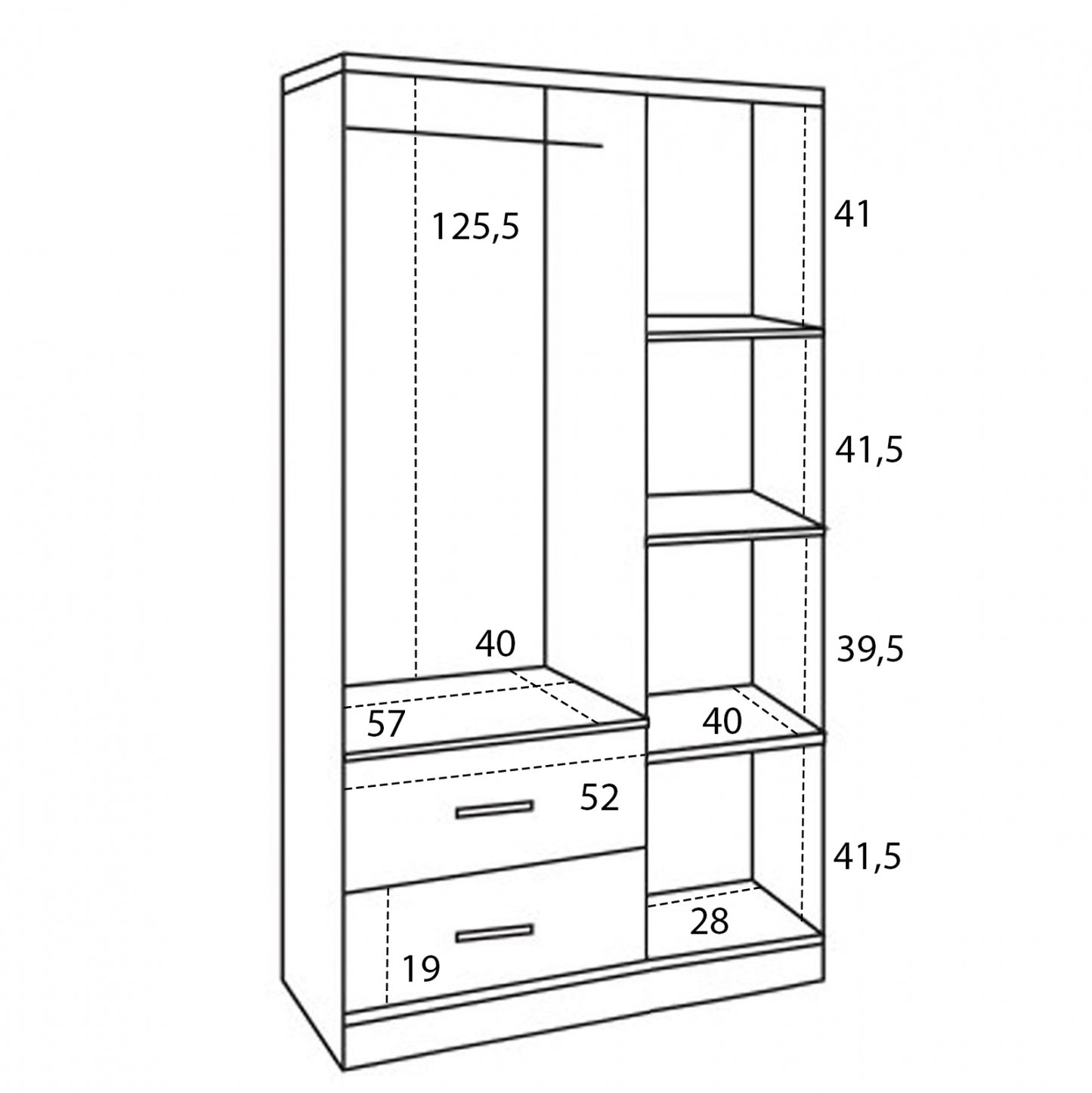 Wardorbe 3 Door With 2 Drawers Hm340.02 Sonama 89x42,5x181