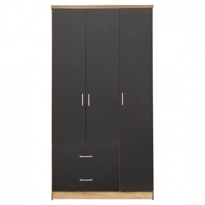 Wardrobe 3 Doors With 2 Drawers Hm340.04 Sonama 89.2x42x181cm