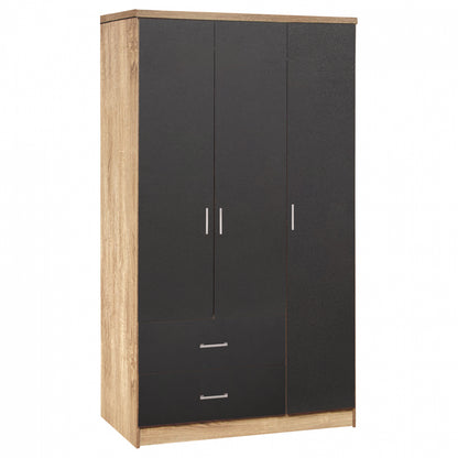 Wardrobe 3 Doors With 2 Drawers Hm340.04 Sonama 89.2x42x181cm