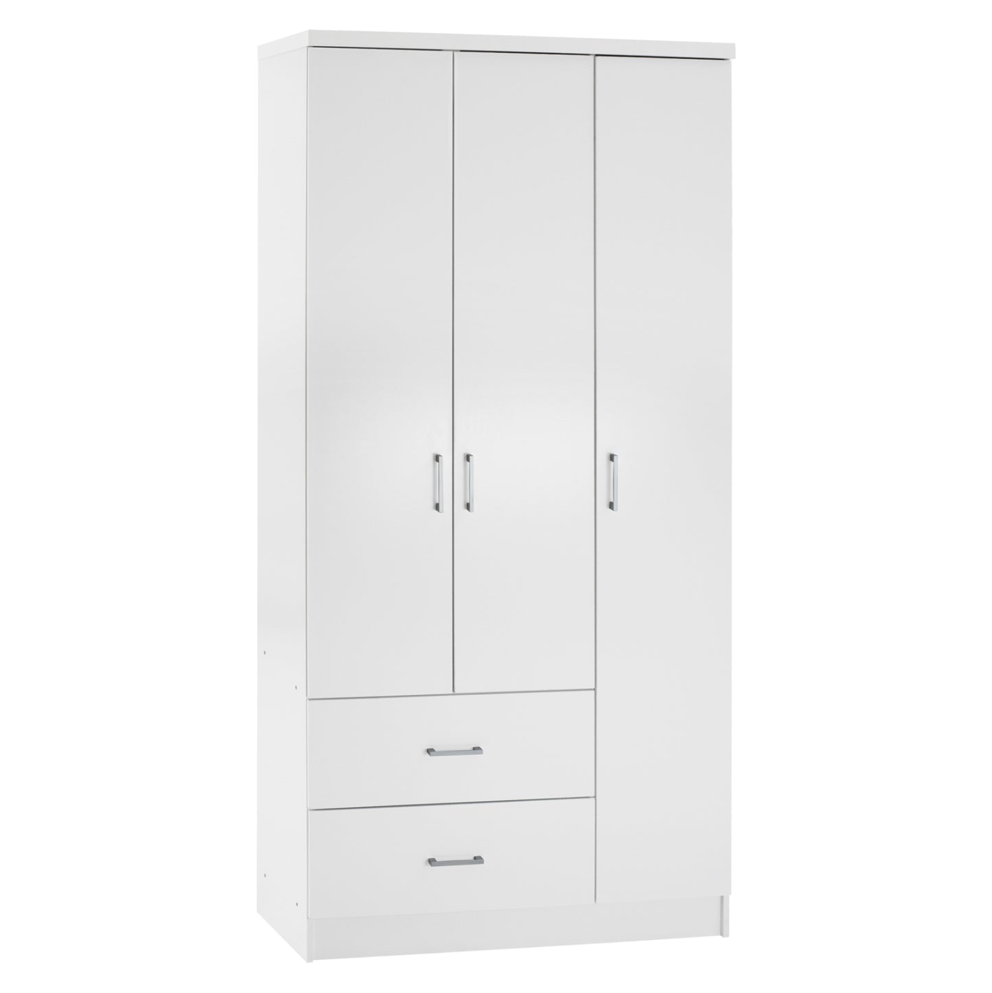 Wardrobe With 3 Doors And 2 Drawers Hm340.05 In White 89x42,5x181 Cm.