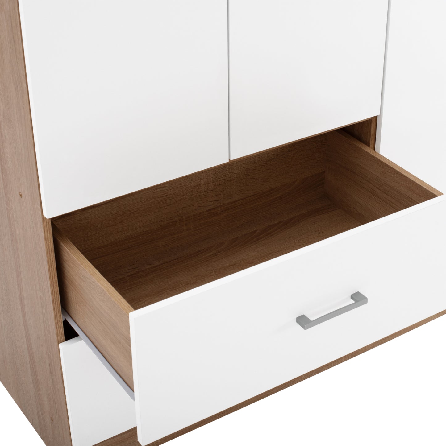 Wardrobe With 3 Doors And 2 Drawers Hm340.06 Sonama-white 89x42,5x181 Cm.