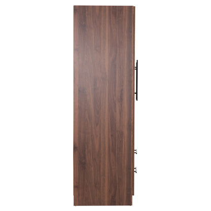 Wardrobe 3-leaf With 2 Drawers Carys Hm746.11 Melamine In Walnut/zebrano 150x55.5x180hcm