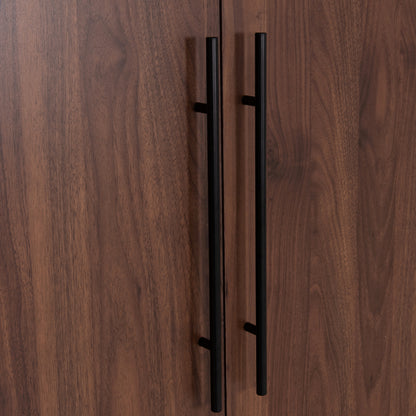 Wardrobe 3-leaf With 2 Drawers Carys Hm746.11 Melamine In Walnut/zebrano 150x55.5x180hcm