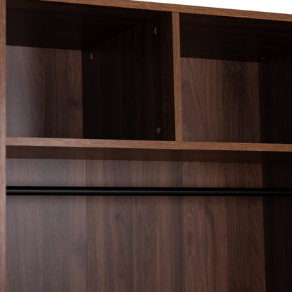 Wardrobe 3-leaf With 2 Drawers Carys Hm746.11 Melamine In Walnut/zebrano 150x55.5x180hcm