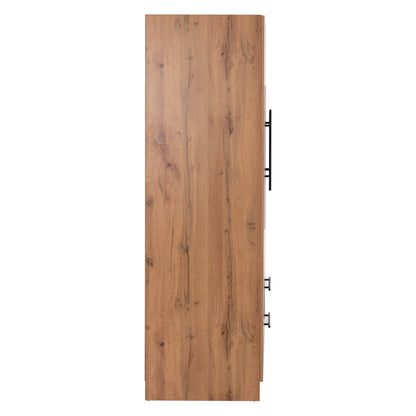 Wardrobe 3-leaf With 2 Drawers Carys Hm746.12 Melamine In Natural/grey 150x55.5x160hcm