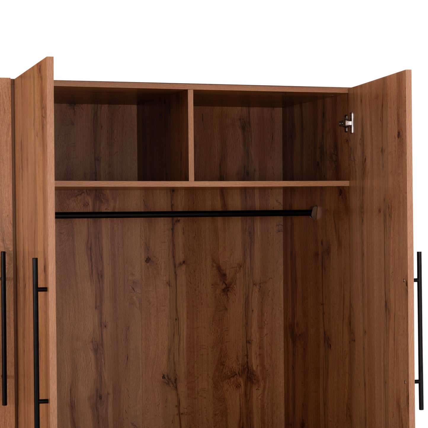 Wardrobe 3-leaf With 2 Drawers Carys Hm746.12 Melamine In Natural/grey 150x55.5x160hcm