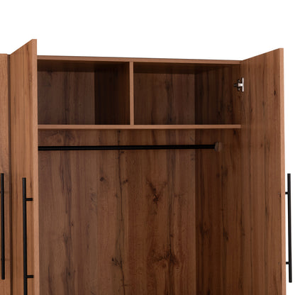 Wardrobe 3-leaf With 2 Drawers Carys Hm746.12 Melamine In Natural/grey 150x55.5x160hcm