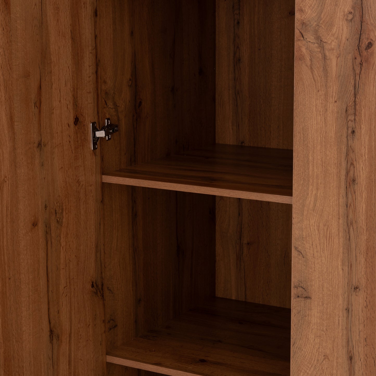Wardrobe 3-leaf With 2 Drawers Carys Hm746.12 Melamine In Natural/grey 150x55.5x160hcm
