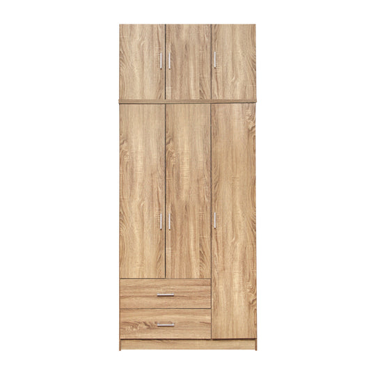 Wardrobe 3 Door With Loft & 2 Drawers Sonama 90x42x241