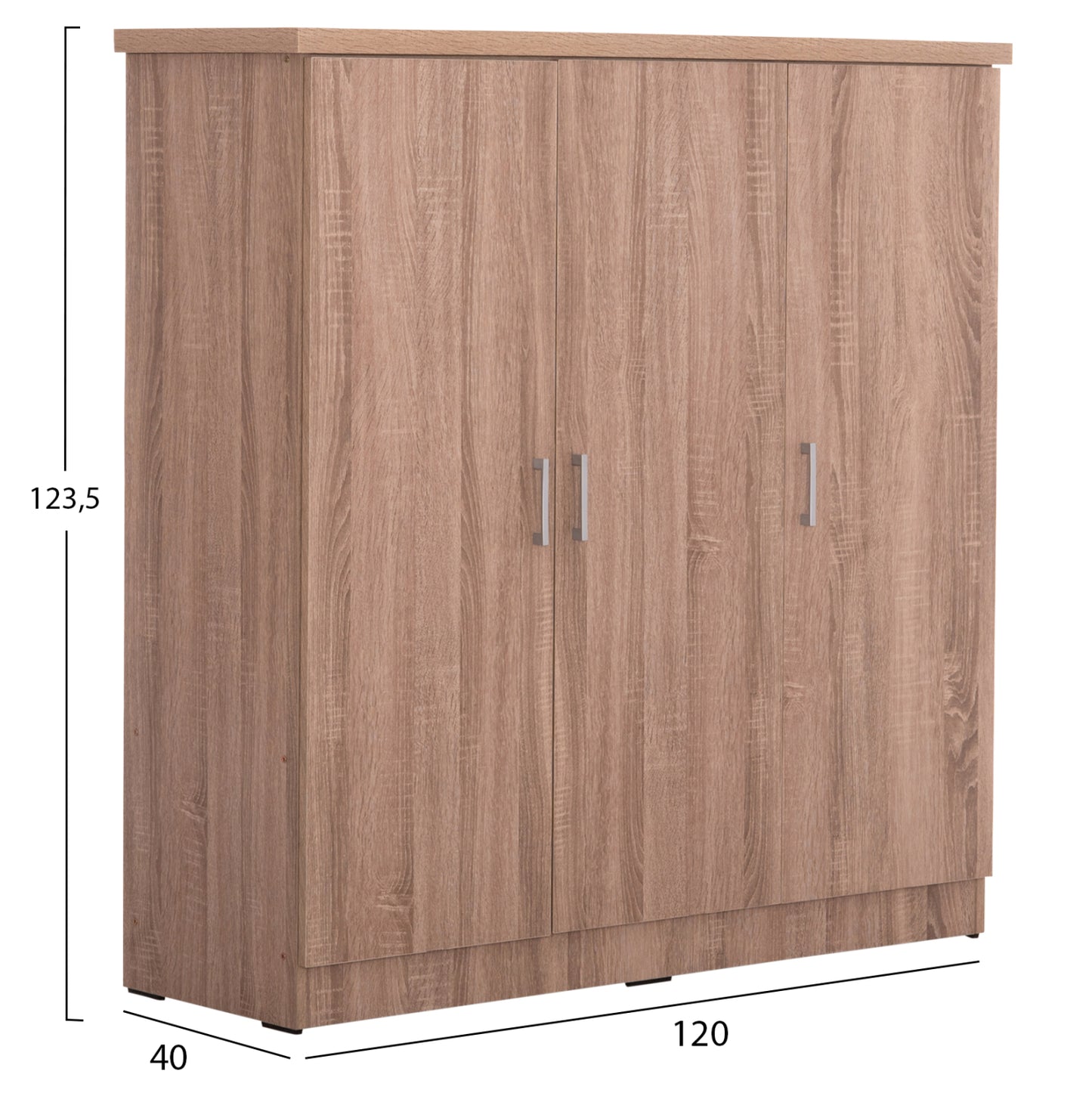 Wardrobe 3-leaf With Shelves Fuento Hm2482.01 Melamine In Sonama Oak 120-116x40x123.5hcm