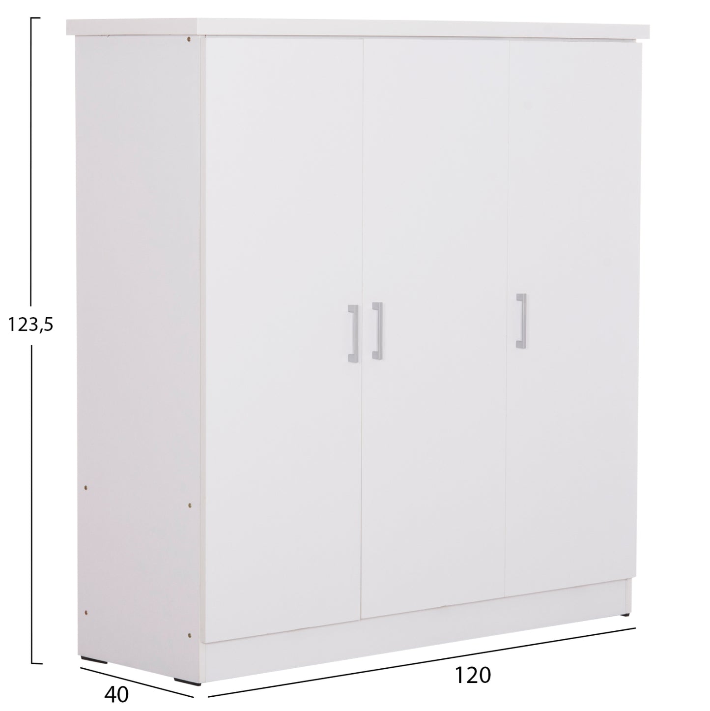 Wardrobe 3-leaf With Shelves Fuento Hm2482.02 Melamine In White 120-116x40x123.5hcm